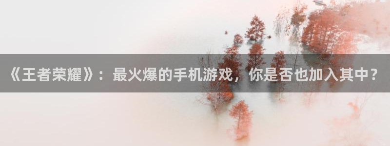优贝娱乐登陆测速：《王者荣耀》：最火爆的手机游戏，你是否也加